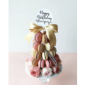 Pink & Rose Gold Macaron with Pink Roses Tower (Small)